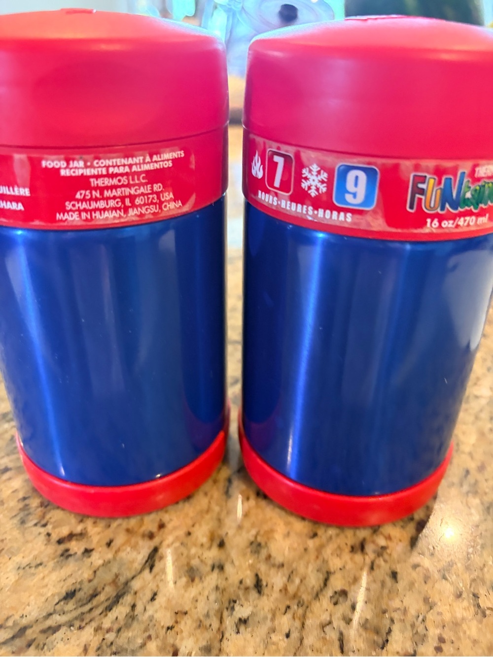 Thermos FUNtainer 16oz Food Jars with Spoons - Set of 2, Red/Blue